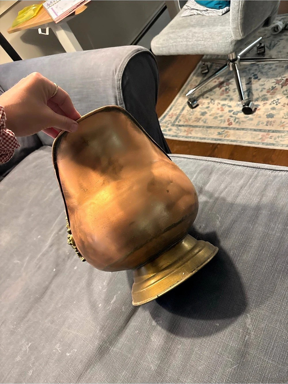 Copper-Tone Serving Pitcher with Painted Handle - Picture 4 of 6